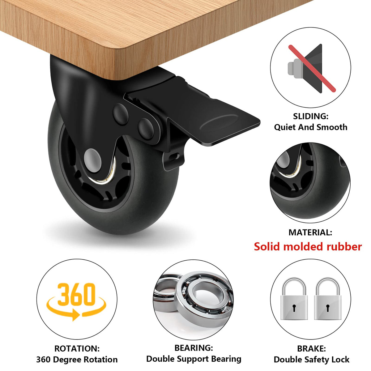 3” Lock Casters Set of 4 Heavy Duty K843392