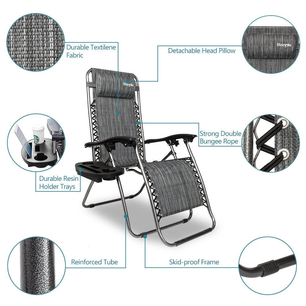 Zero Gravity Chair Set of 2 with Pillow and Cup Holder U887250