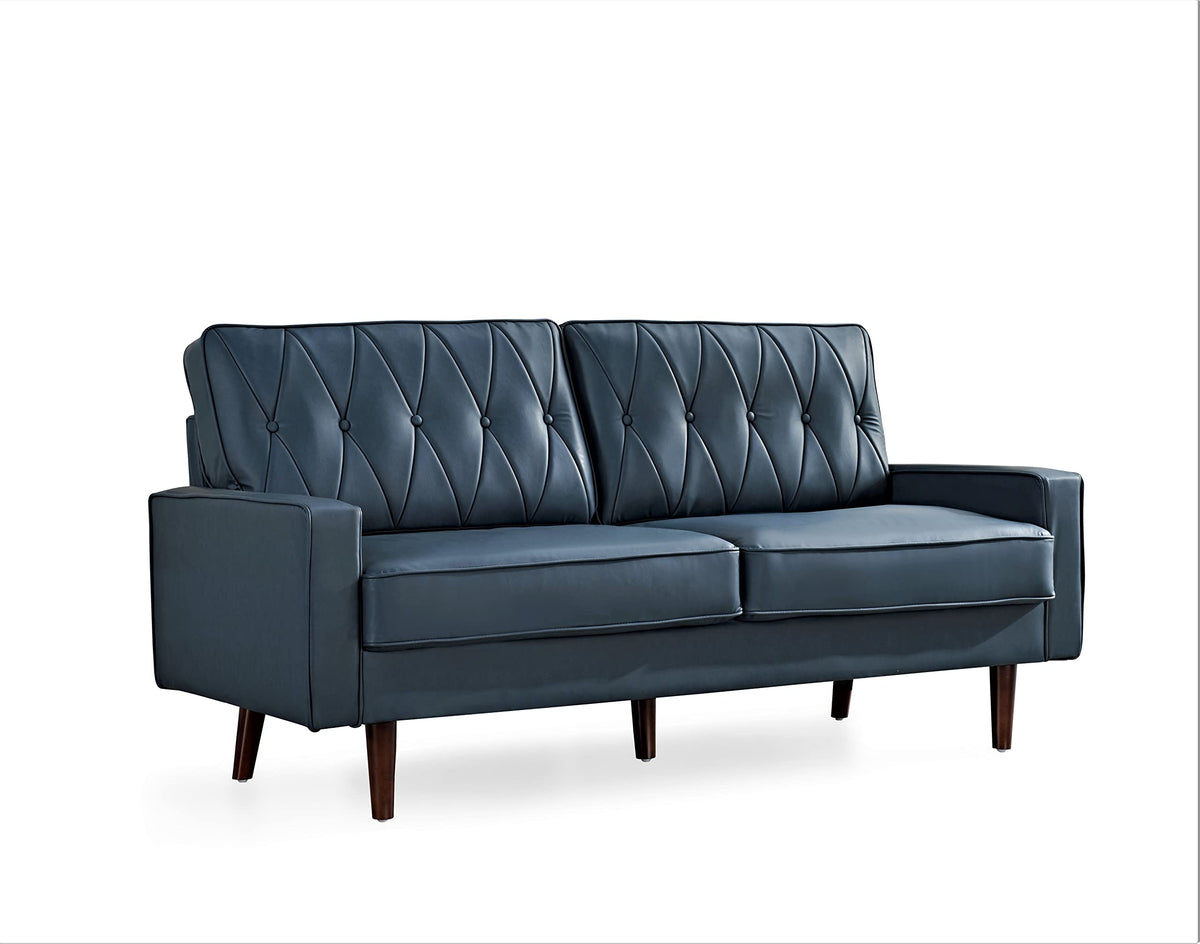 Blue Faux Leather Sofa A3123
