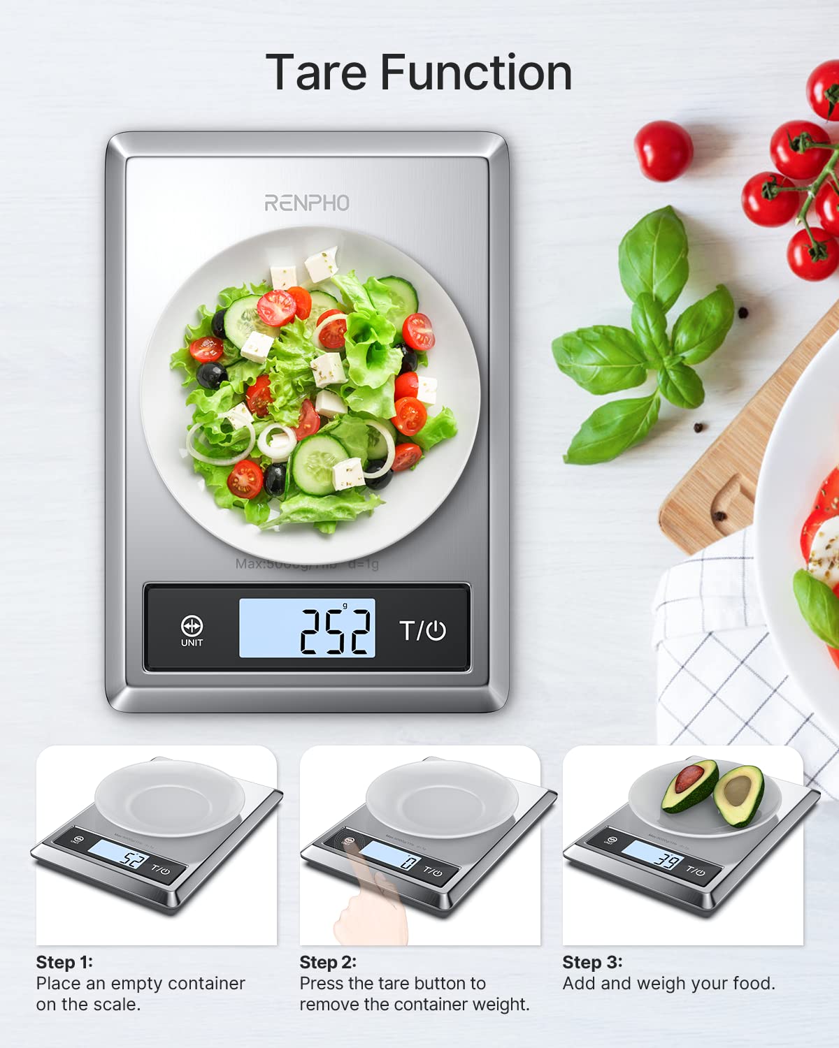 Digital Food Scale and Smart Body Weight Scale with LED Display C9525