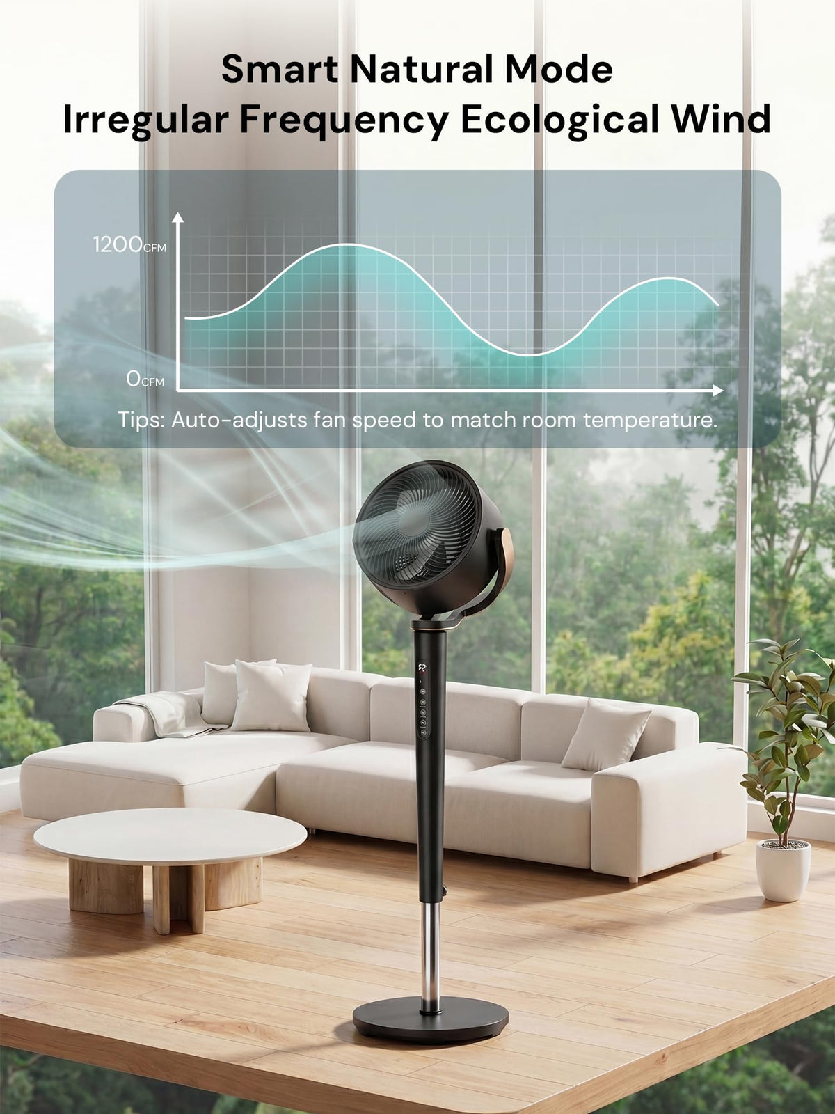 Black Adjustable Pedestal Fan with Oscillation C7193
