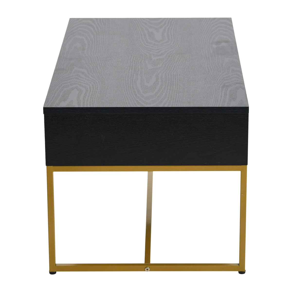 Black Oak Finish Coffee Table with Iron Base W996