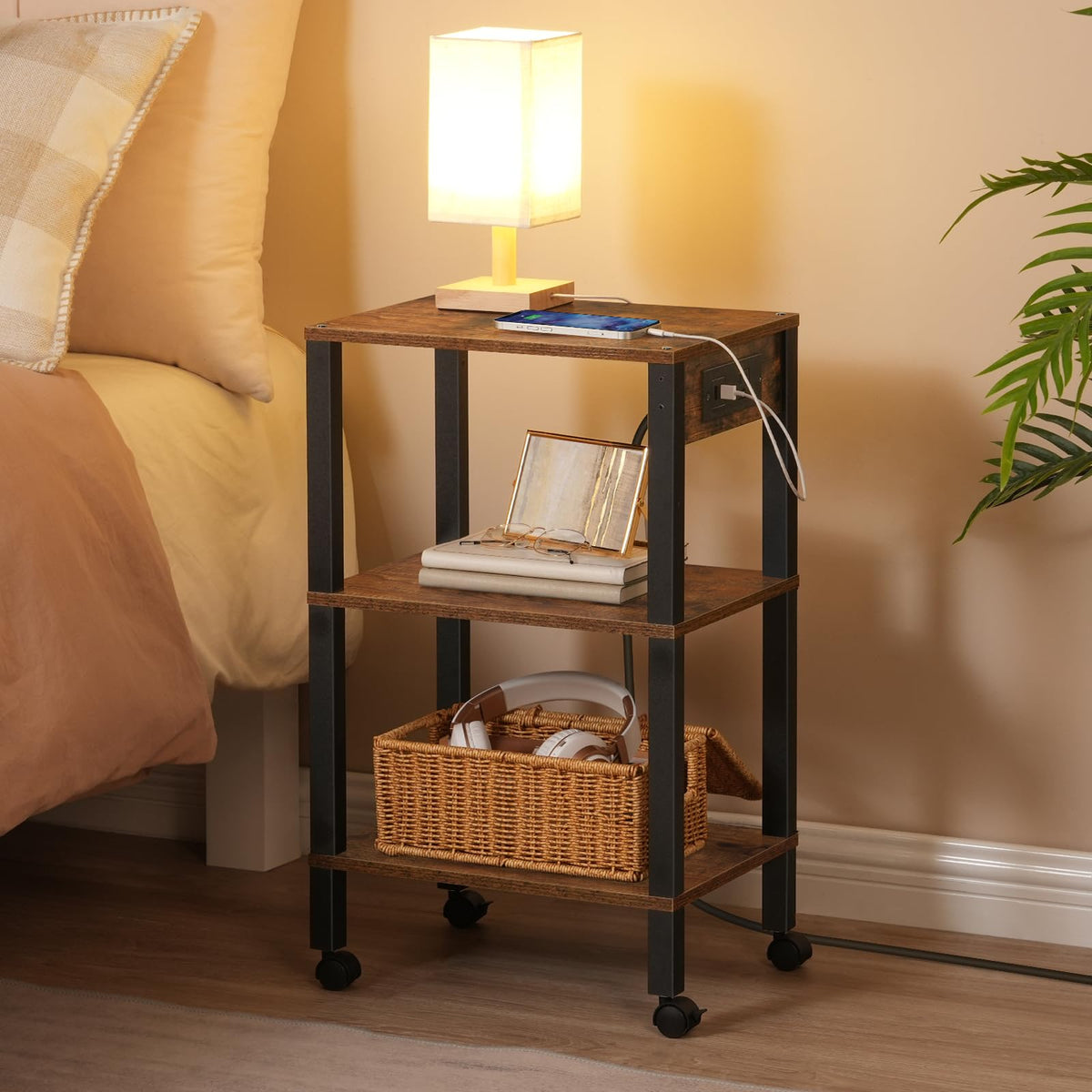 3-Tier Printer Stand with Charging Station and Storage Shelves M143