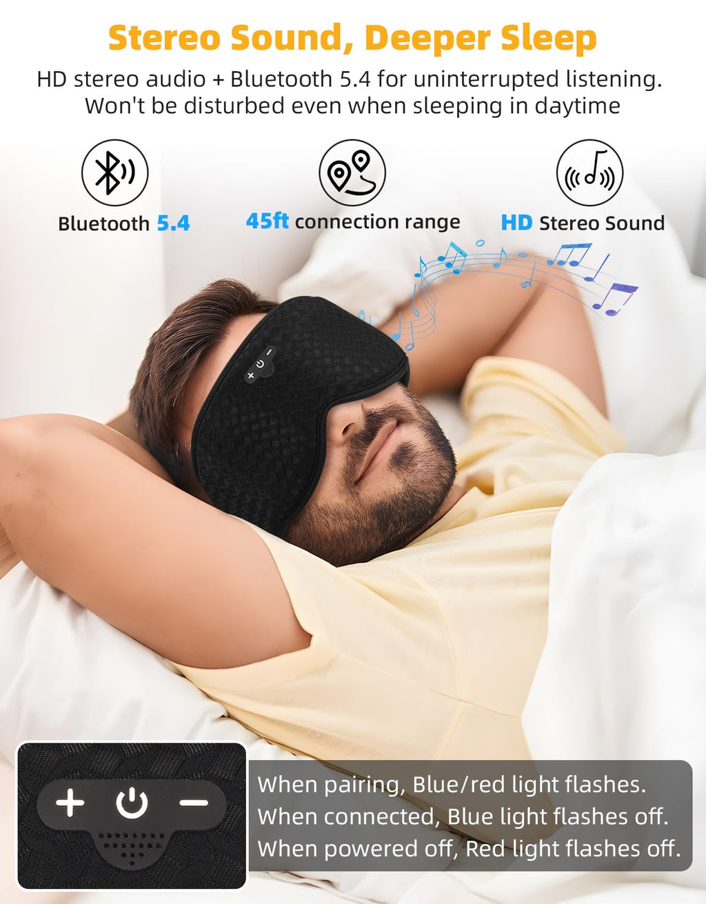 Blackout Sleep Mask with Bluetooth Headphones U83554