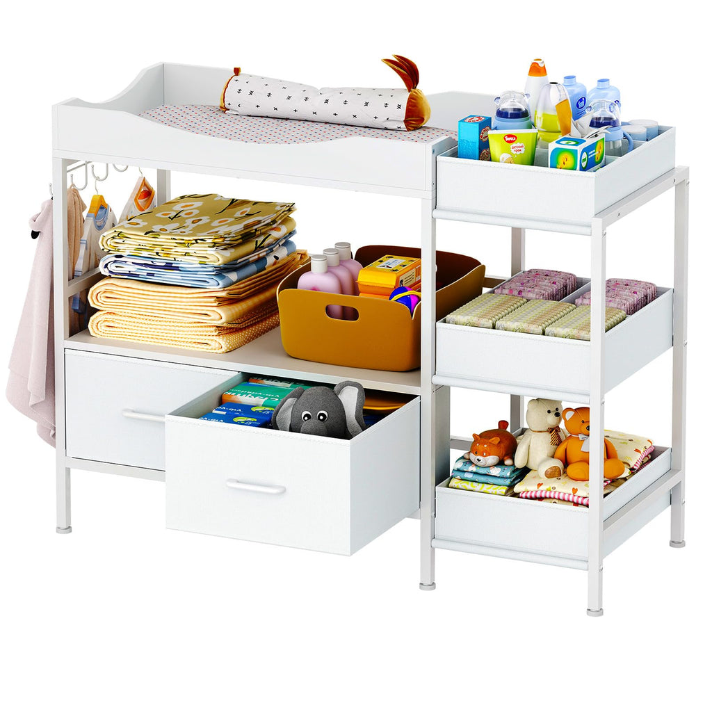 White Baby Changing Table with Storage V17856