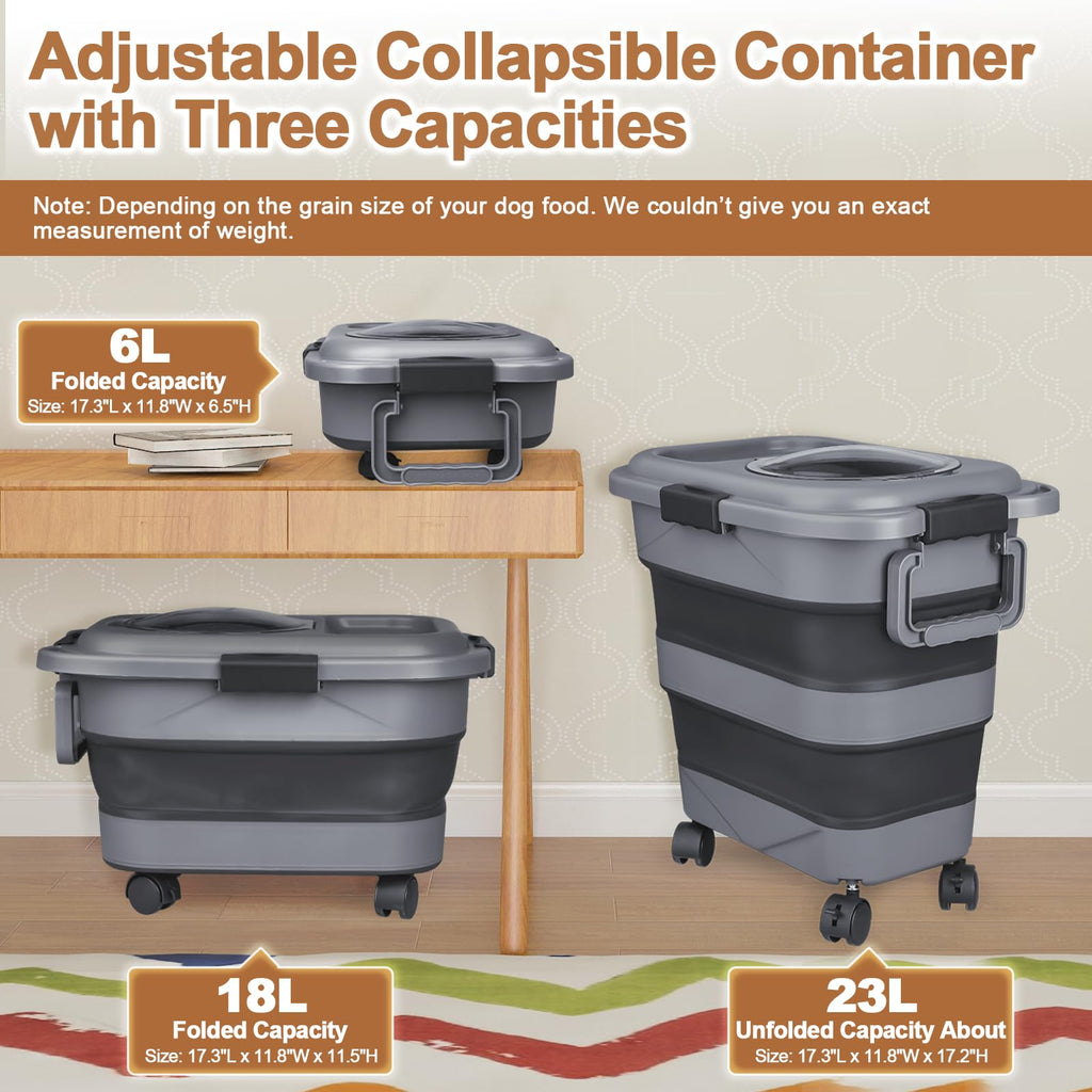 2 Pack 25 lbs Airtight Collapsible Dog Food Storage Container with Wheels C395036