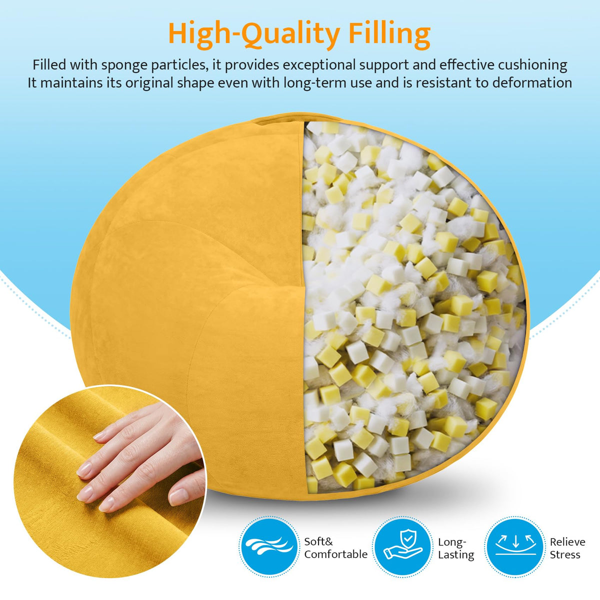 Kids Bean Bag Chair with Armrests Q979997