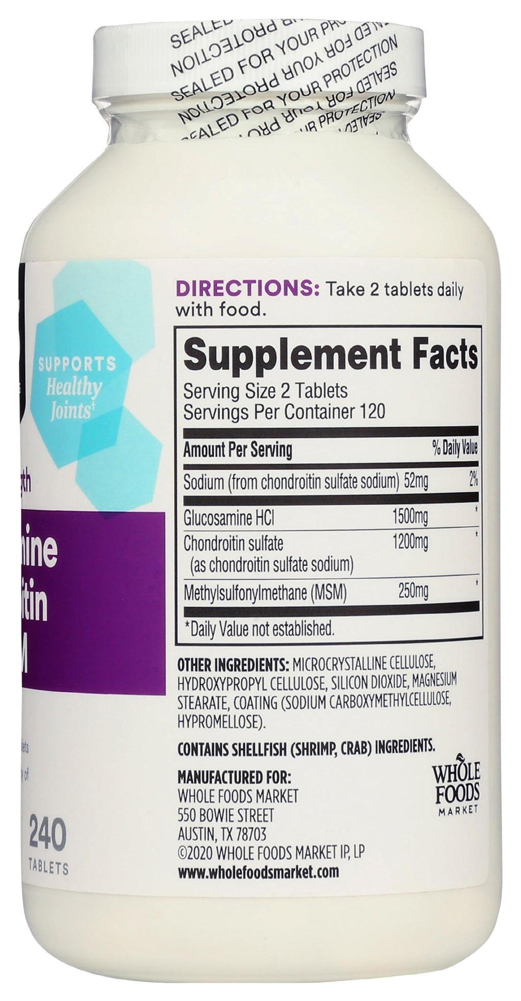 Glucosamine Chondroitin MSM 240 Tablets W9363