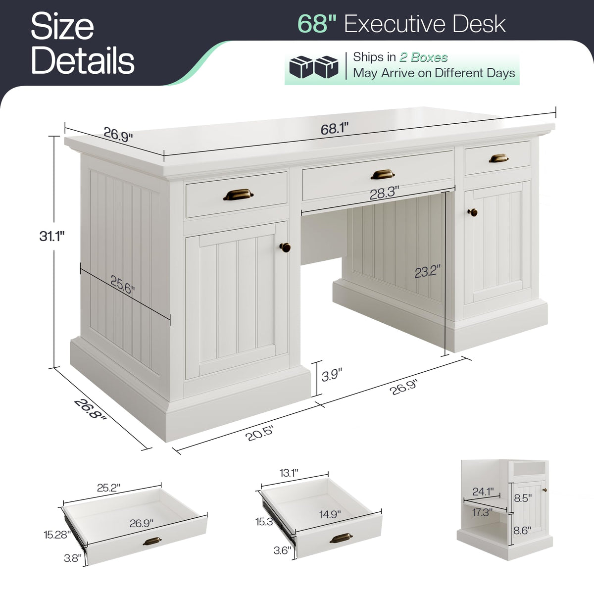 68" Executive Desk F3079