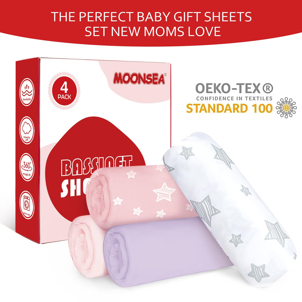 Pink 4 Pack Bassinet Sheets C30629