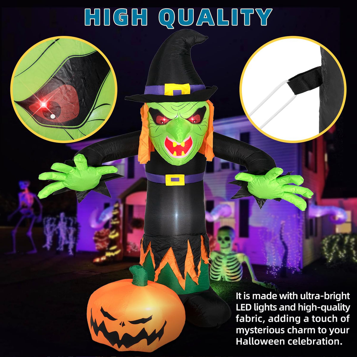 8FT Inflatable Witch Decorations with LED Lights T87564