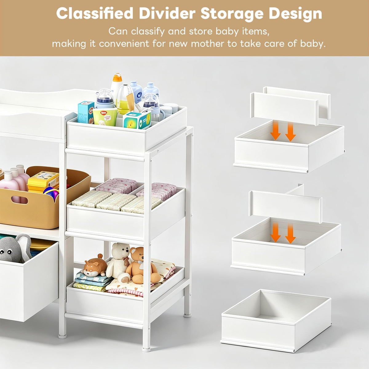 White Baby Changing Table with Storage V17856