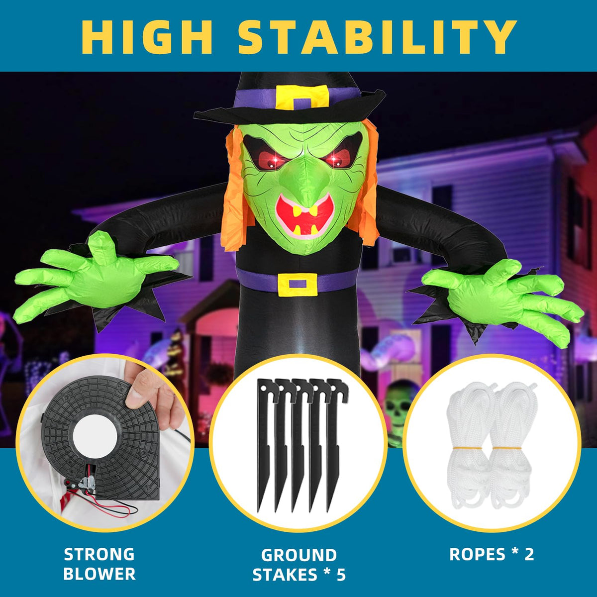 8FT Inflatable Witch Decorations with LED Lights T87564