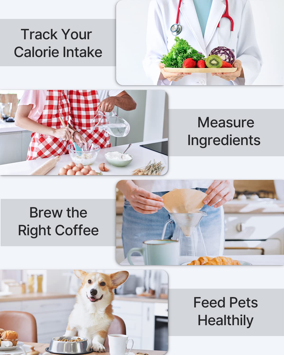 Digital Food Scale and Smart Body Weight Scale with LED Display C9525