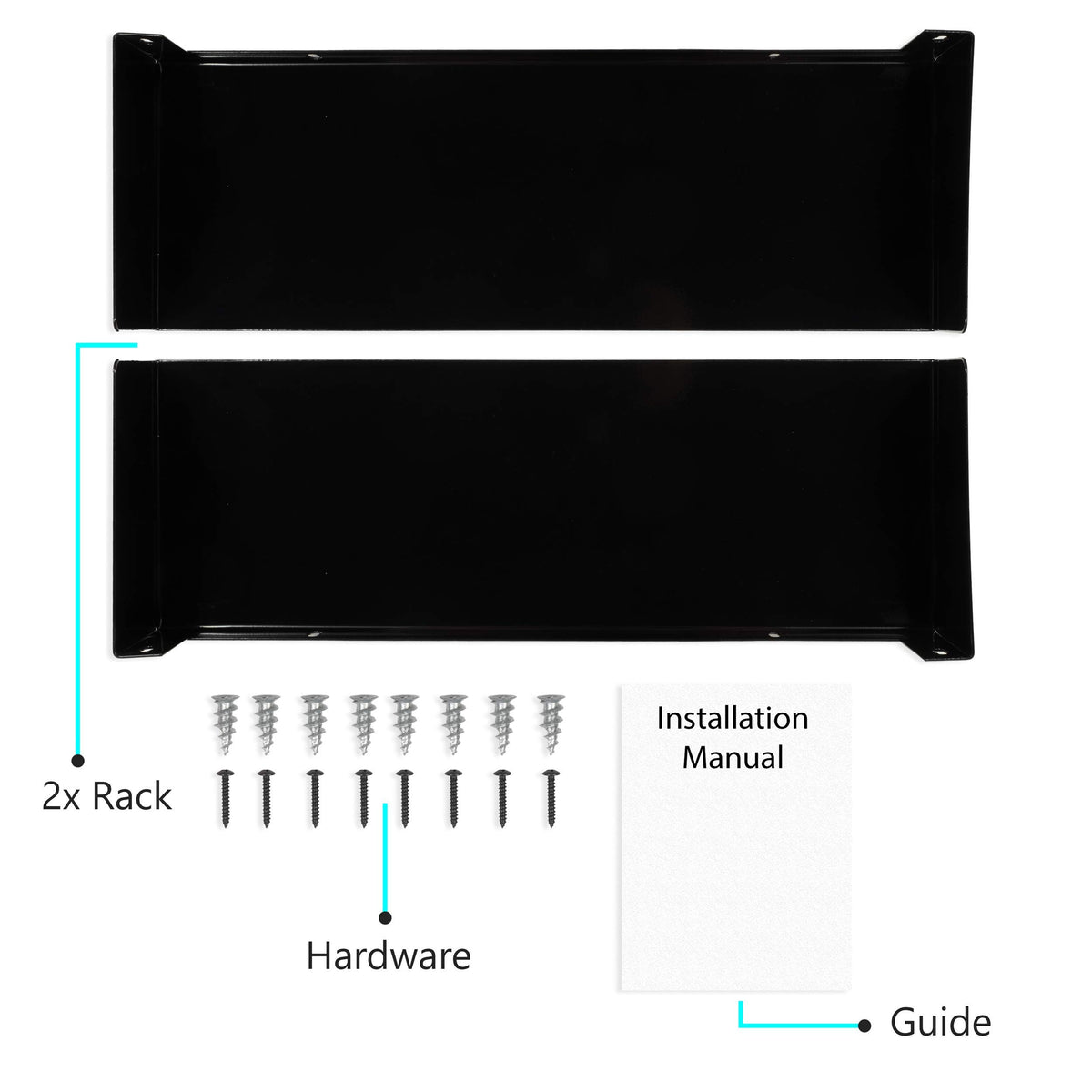 Black Set of 2 U Shape Wall Mount Metal Shelf Q55381