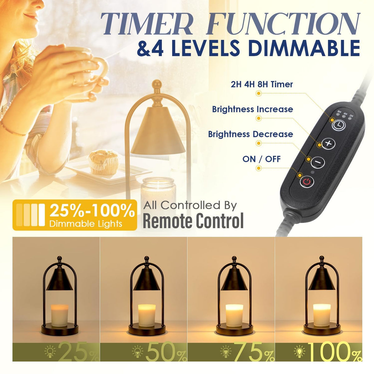 Black Candle Warmer Lamp with Timer F9590