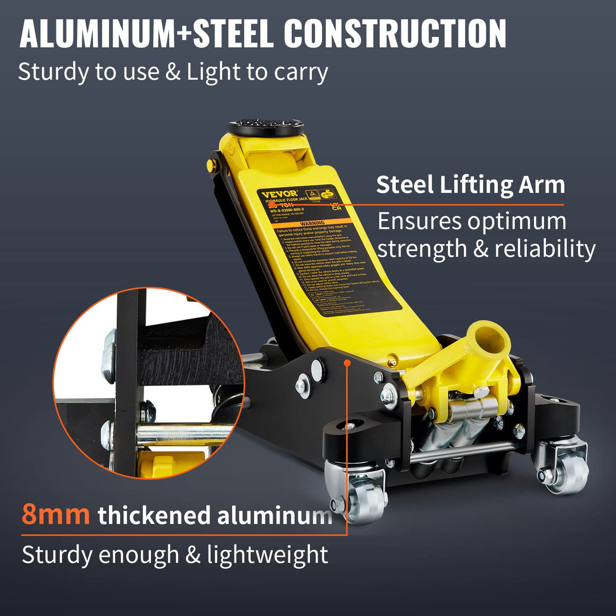 3 Ton Low Profile Aluminum Steel Floor Jack R150