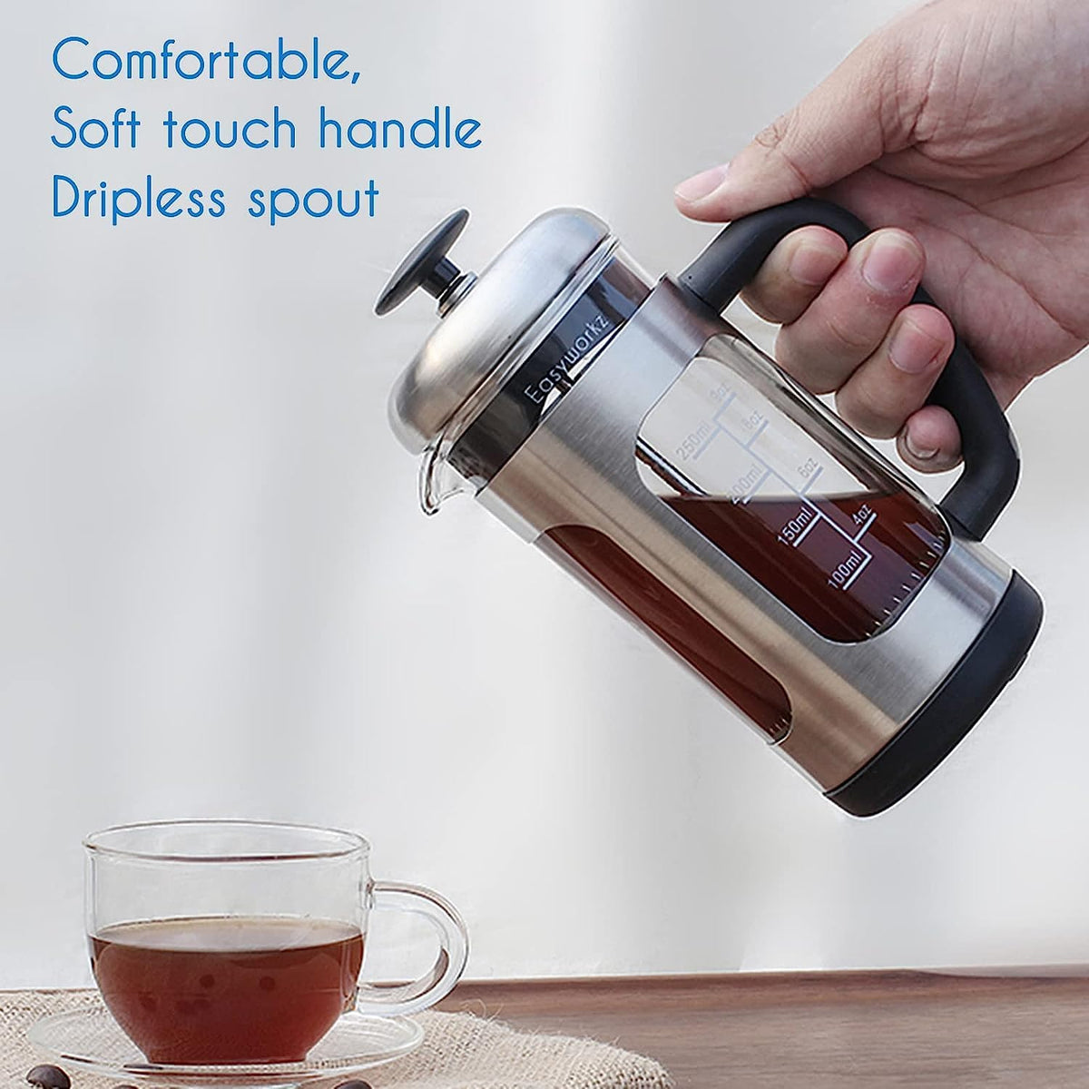 Stainless Steel French Press 12 oz with Measuring Coffee Spoon N442644