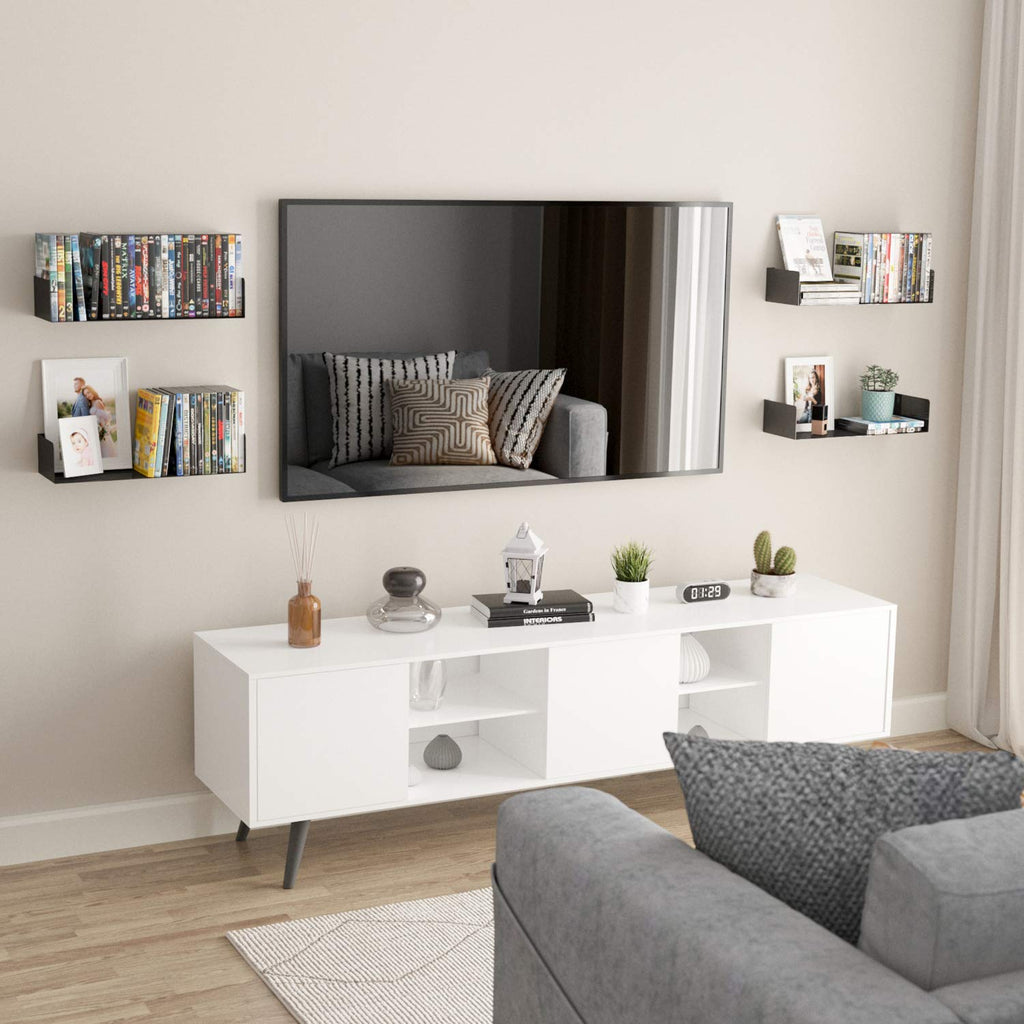 Black Set of 2 U Shape Wall Mount Metal Shelf Q55381
