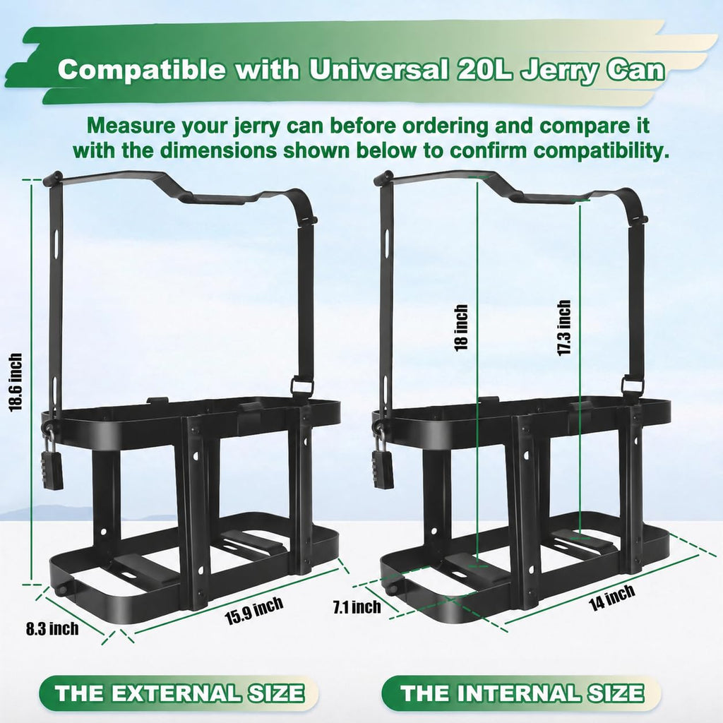 Gas Can Holder Rack with Combination Lock, 5 Gallon Y5709
