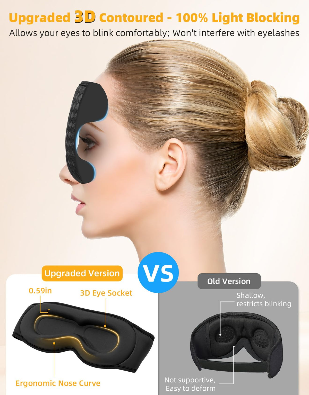 Blackout Sleep Mask with Bluetooth Headphones U83554