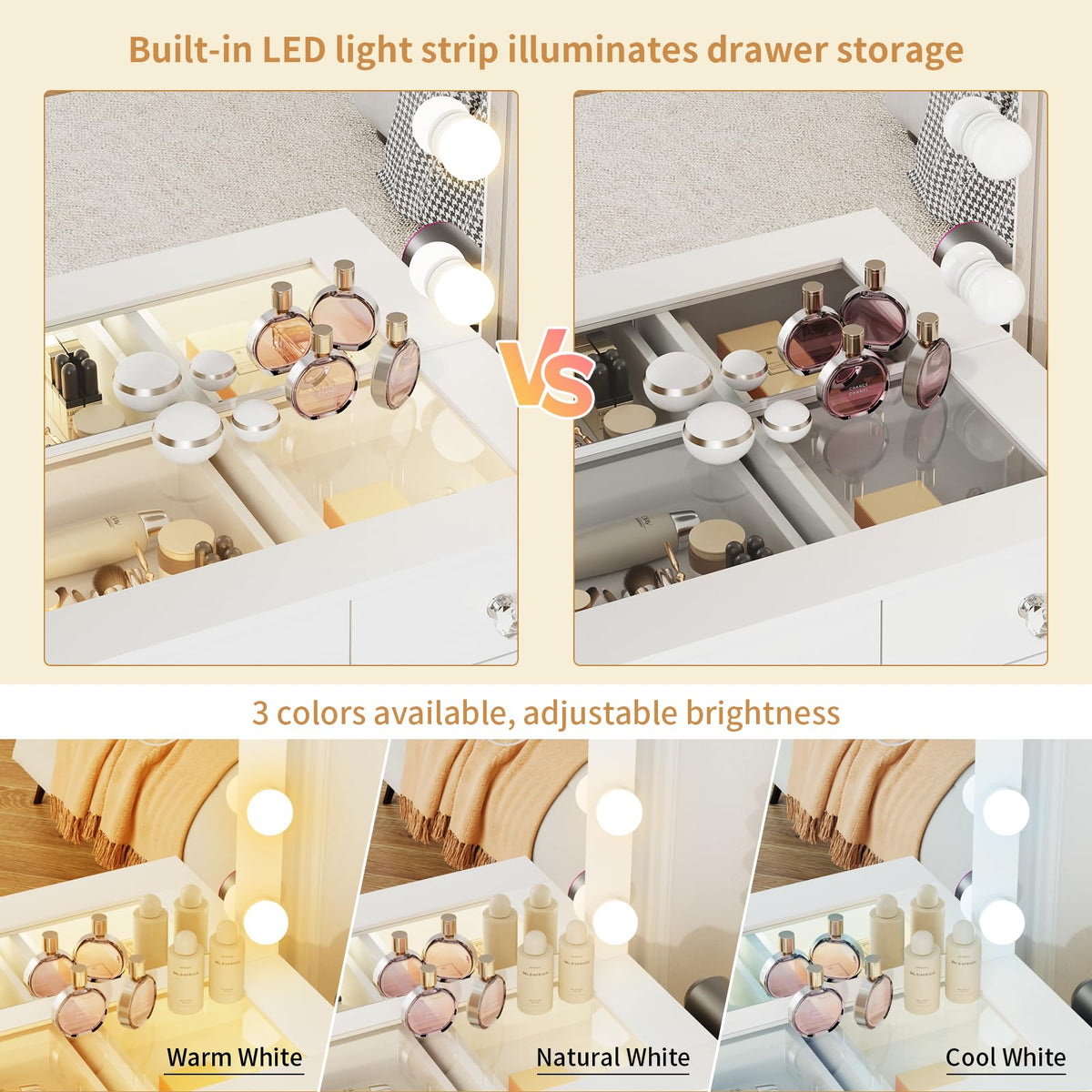 Vanity with Lighted Mirror W42417