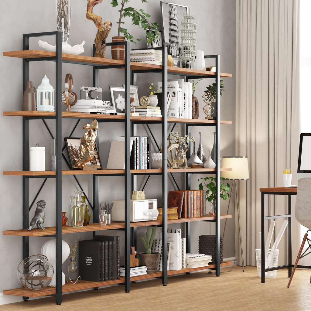 5 Tier Wood and Metal Bookshelf W8601