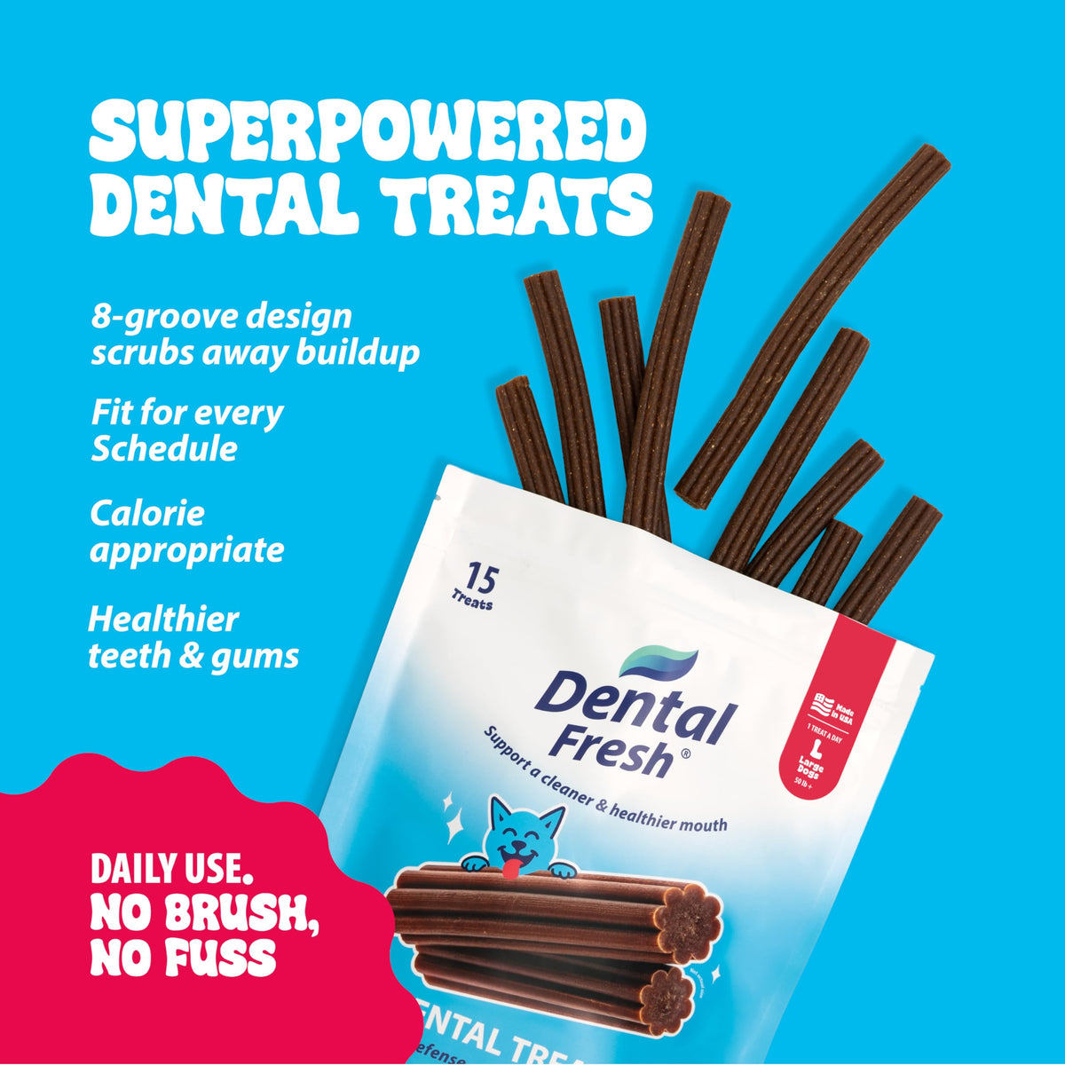 15 Ct Dental Treat Sticks for Large Dogs B112936