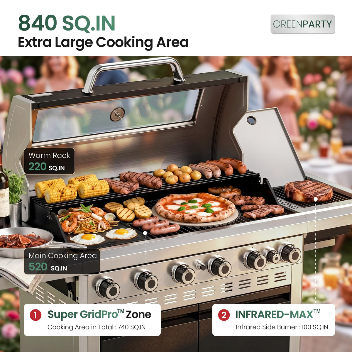 6 Burner Propane Gas Grill with Infrared Side Burner Z714