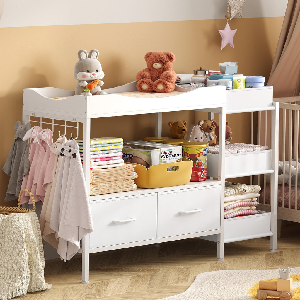 White Baby Changing Table with Storage V17856