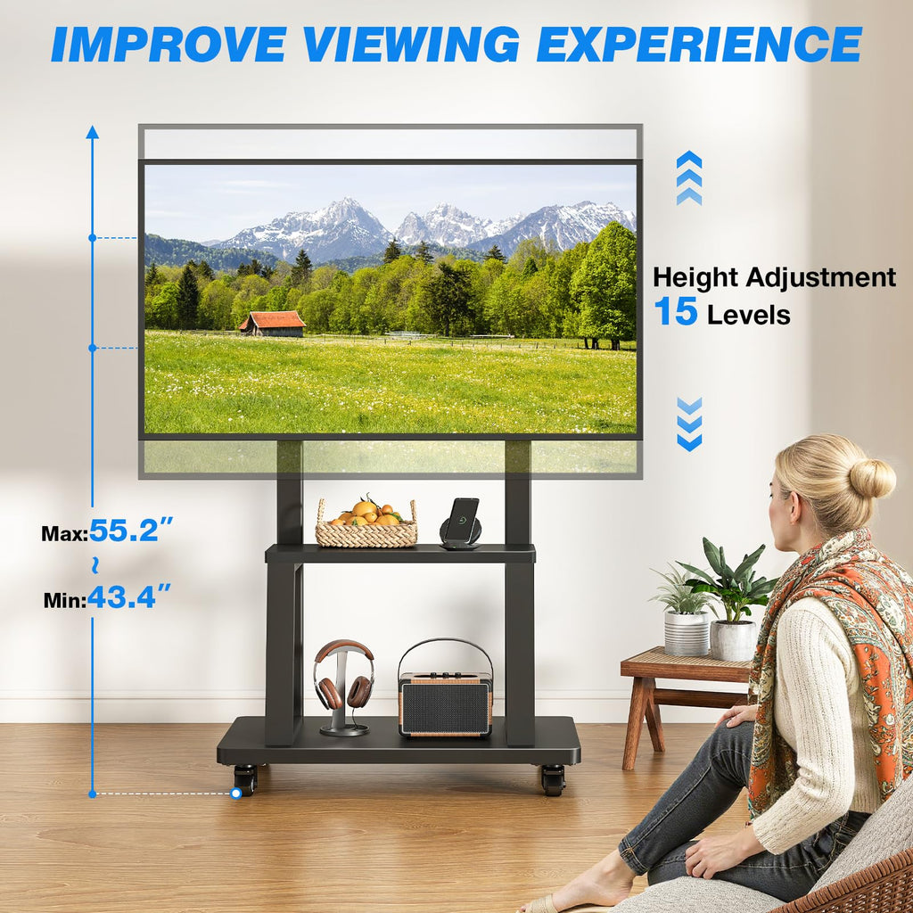 Mobile TV Cart Rolling TV Stand for 37-75 inch TVs K110