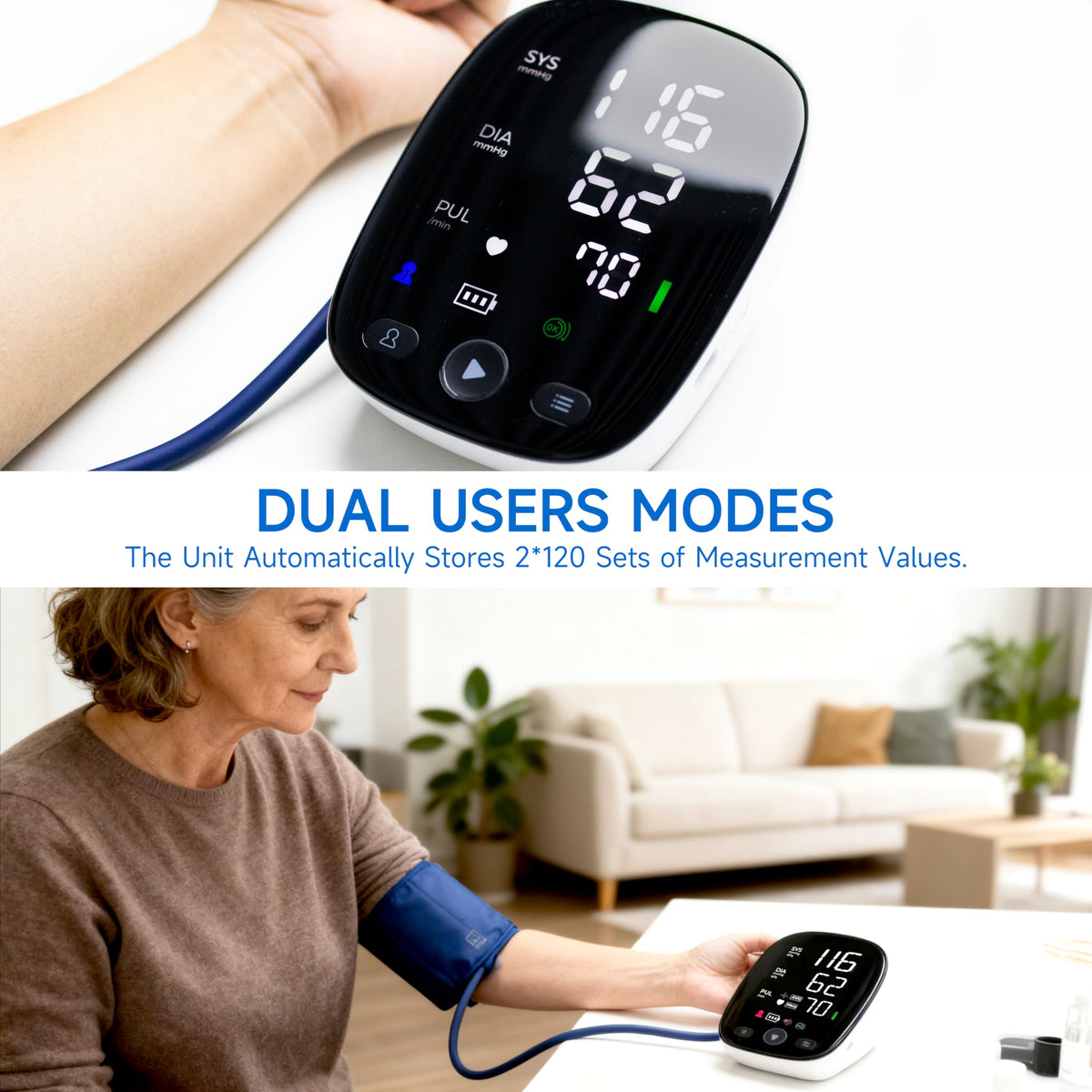 Upper Arm Blood Pressure Monitor with Adjustable Large Cuff Y485760