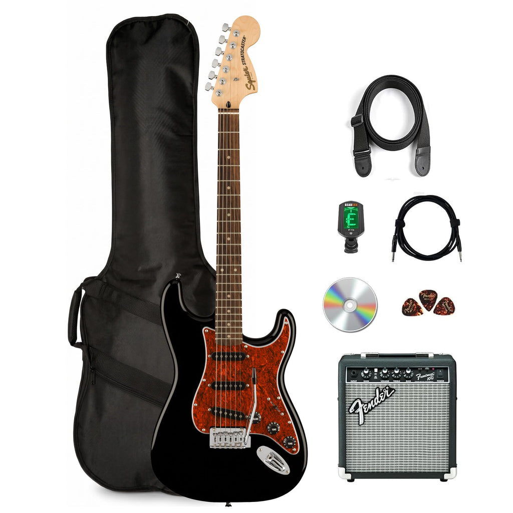 Black Electric Guitar with Amplifier and Gig Bag Z64390