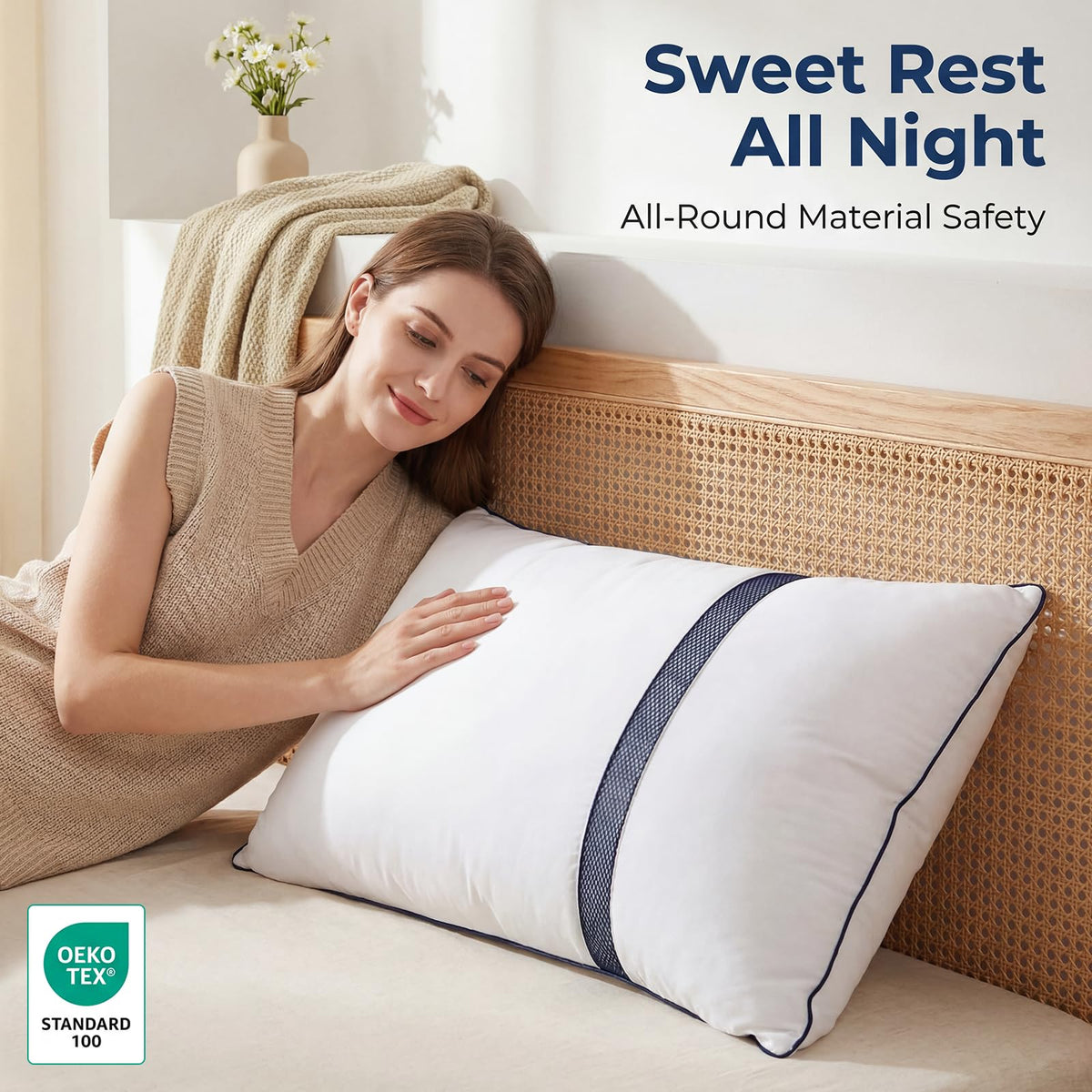 King Size Set of 2 Down Alternative Bed Pillows Q8229