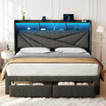 Queen Bed Frame with 2 Storage Drawers and Upholstered Headboard N2095