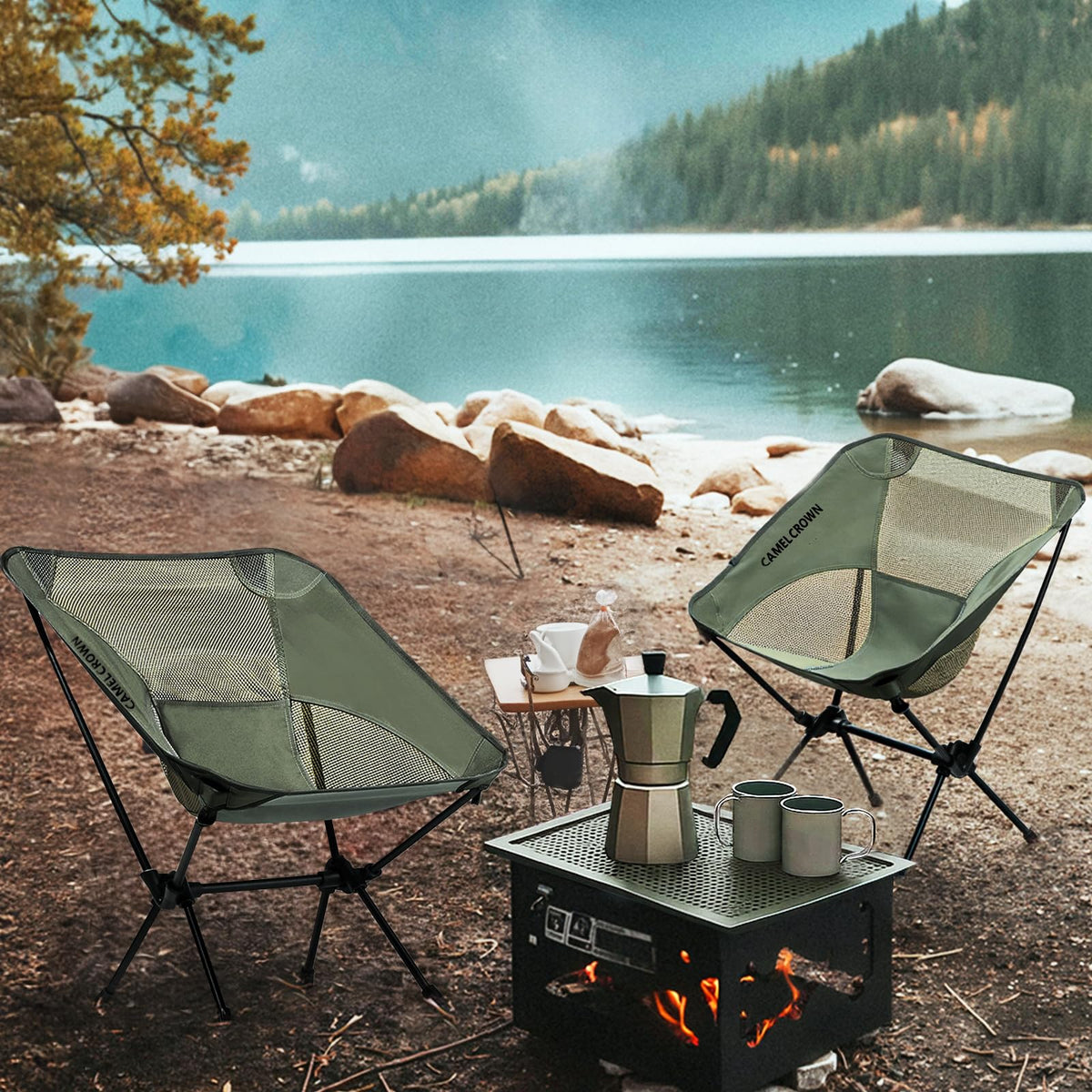 Portable Lightweight Compact Folding Mesh Camping Chair 2 Pack L978112