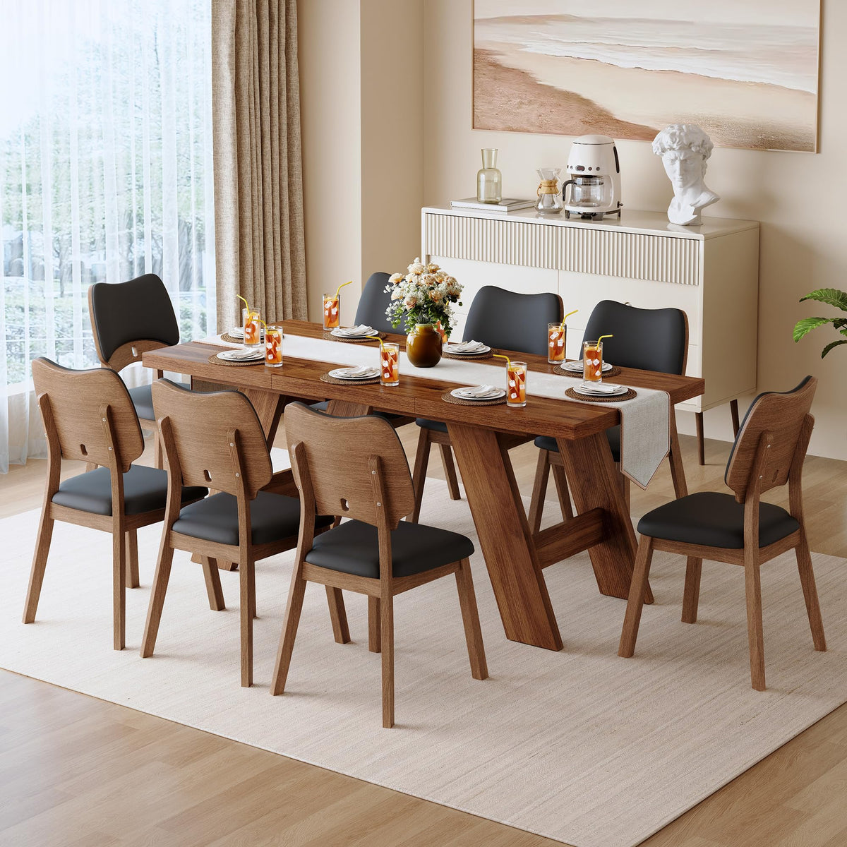 71" Wood Dining Table Set for 8 E2893