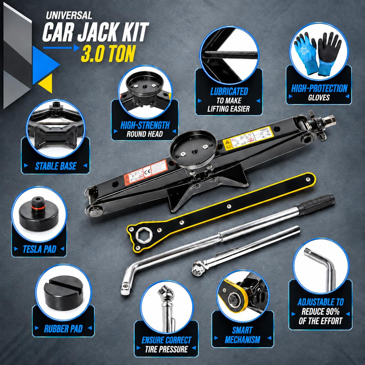 3 Ton Scissor Jack Kit B705