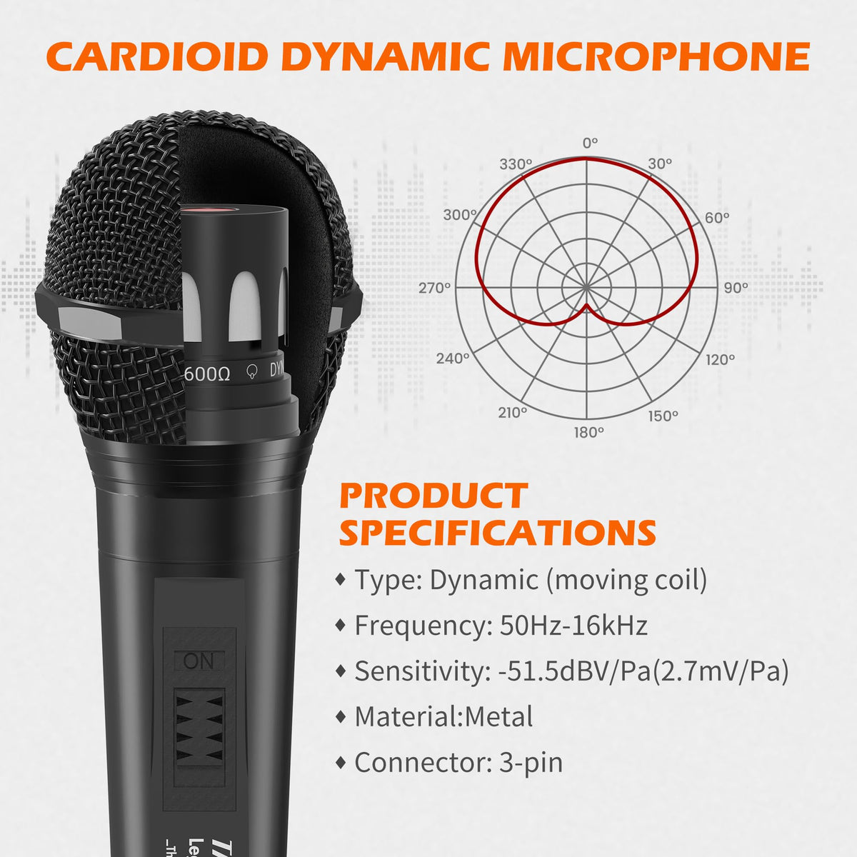 Wired Dynamic Vocal Microphone with XLR Cable D61578