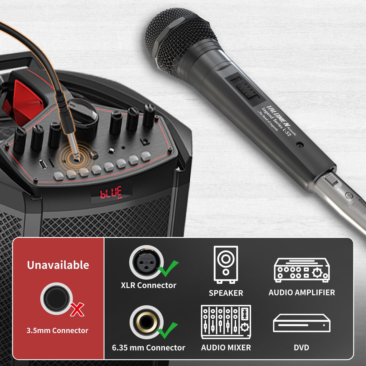 Wired Dynamic Vocal Microphone with XLR Cable D61578