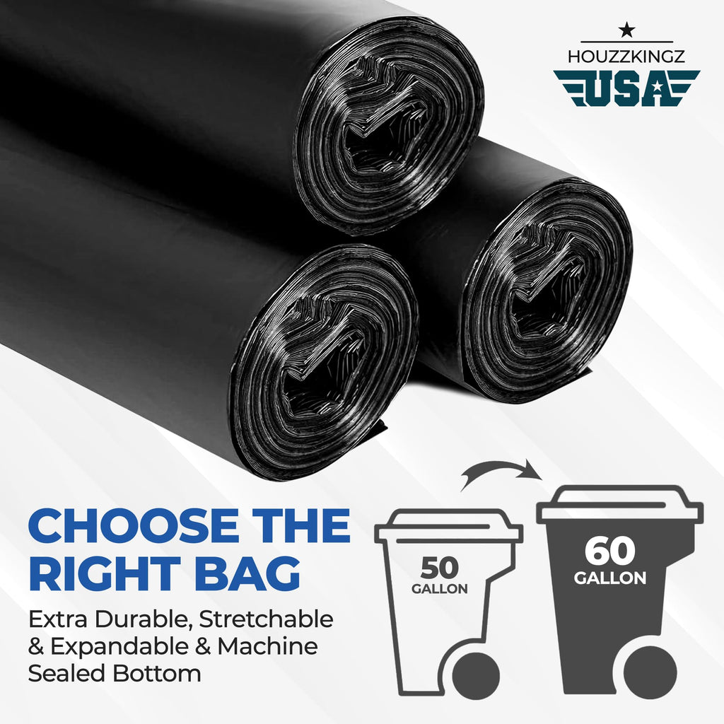 55 Gallon 20 Black Heavy Duty Trash Bags U892231