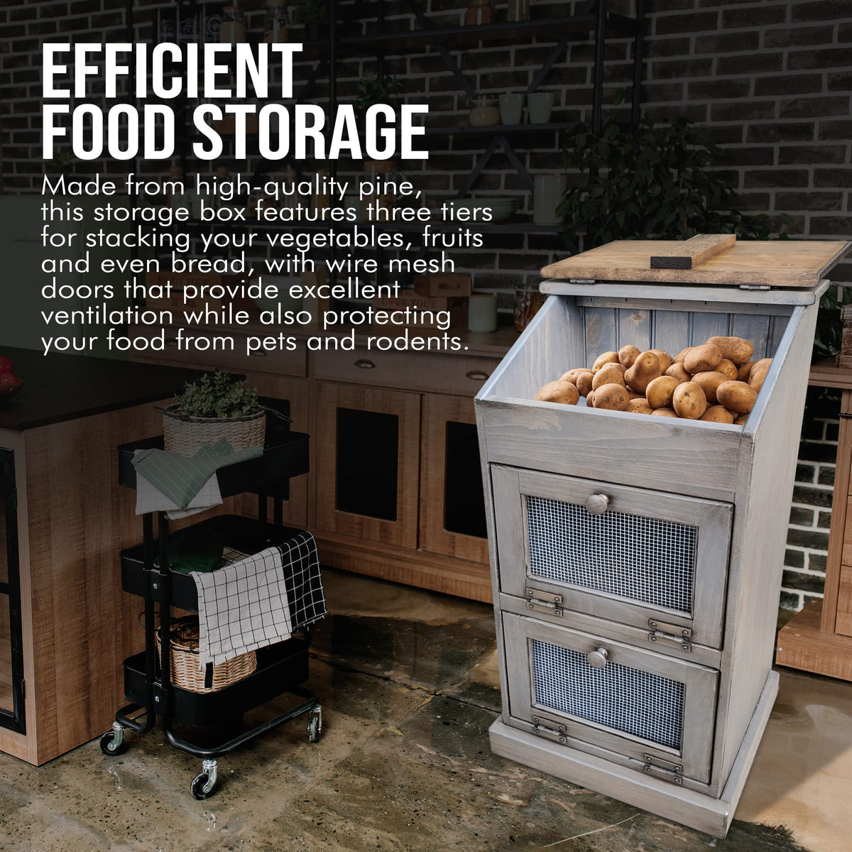 Wooden Bread and Vegetable Storage Bin S504