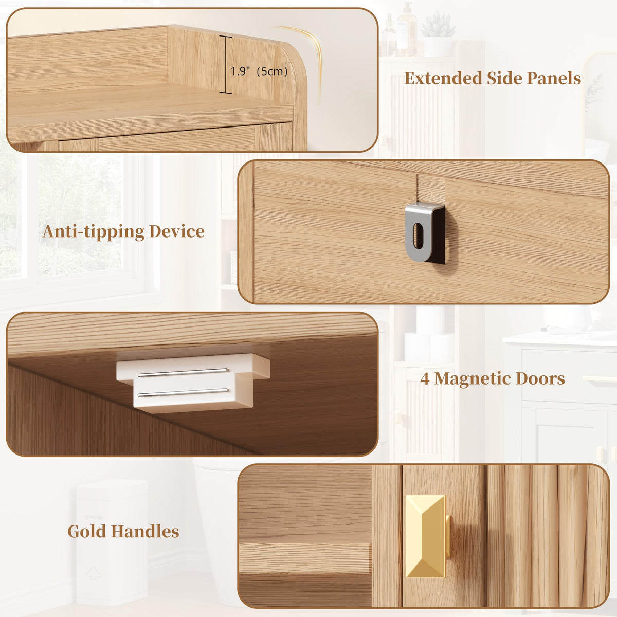 Over The Toilet Storage Cabinet with 4 Doors Q347933