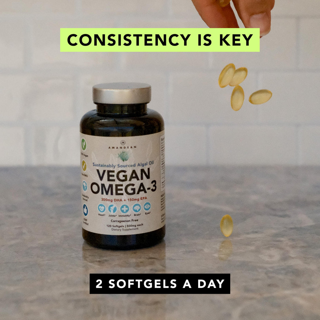 Vegan Omega-3 Algal Oil DHA EPA Softgels, 120ct Q80578