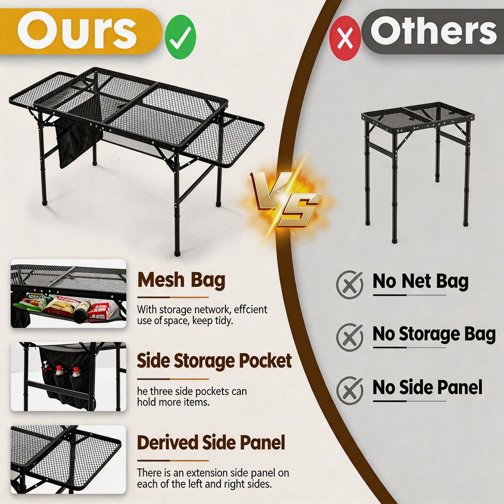 Folding Camping Table with 2 Wing Panels O676