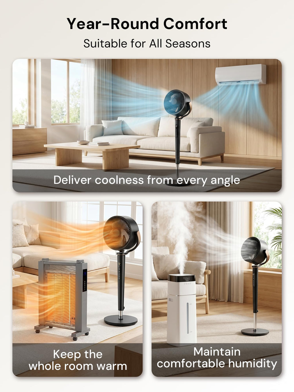 Black Adjustable Pedestal Fan with Oscillation C7193