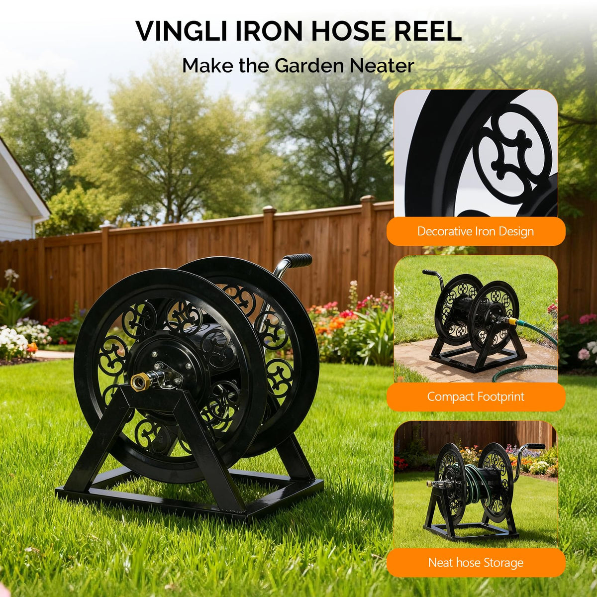 Wall Mount Hose Reel with 108FT Capacity C568