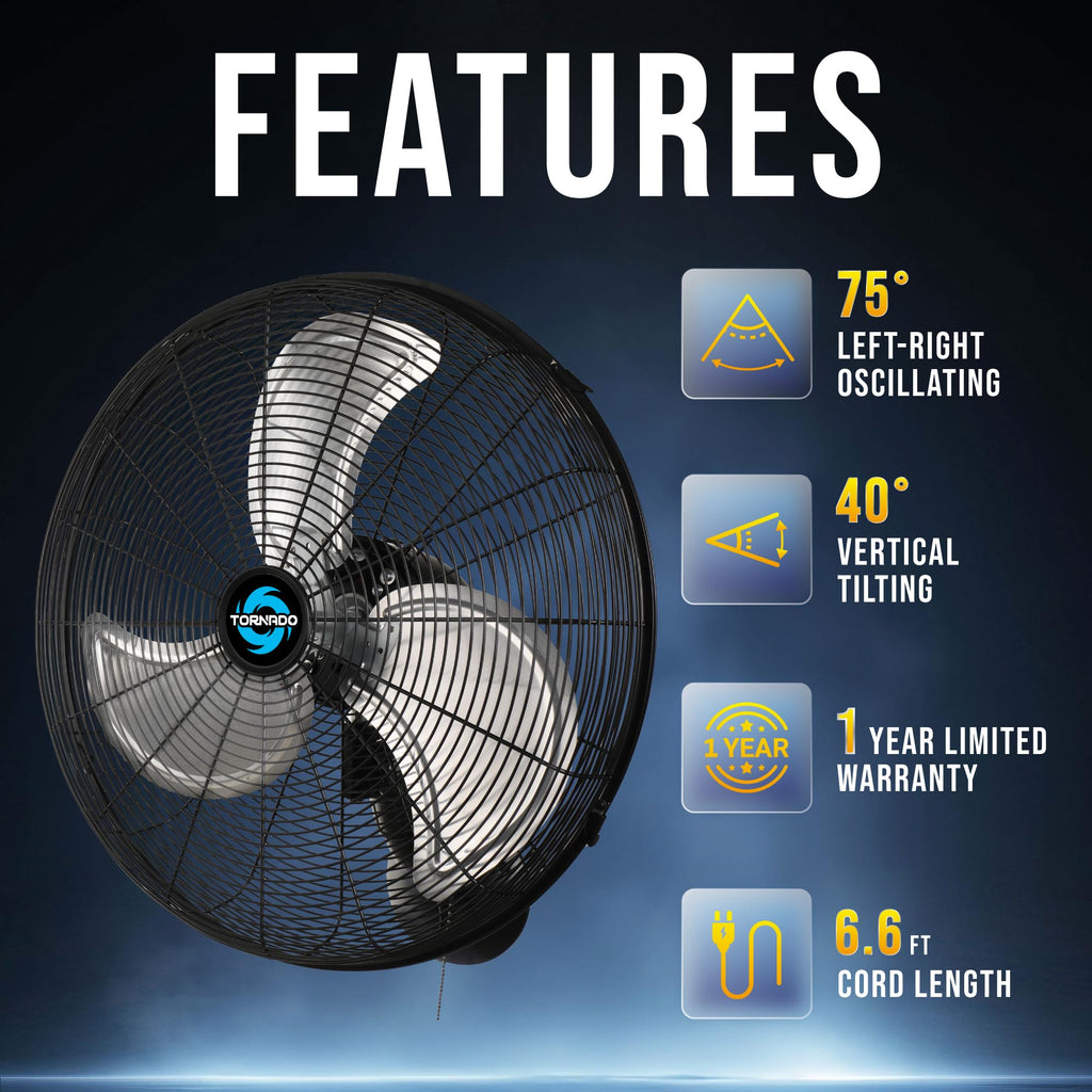 20 Inch High-Velocity Oscillating Wall Fan B118054