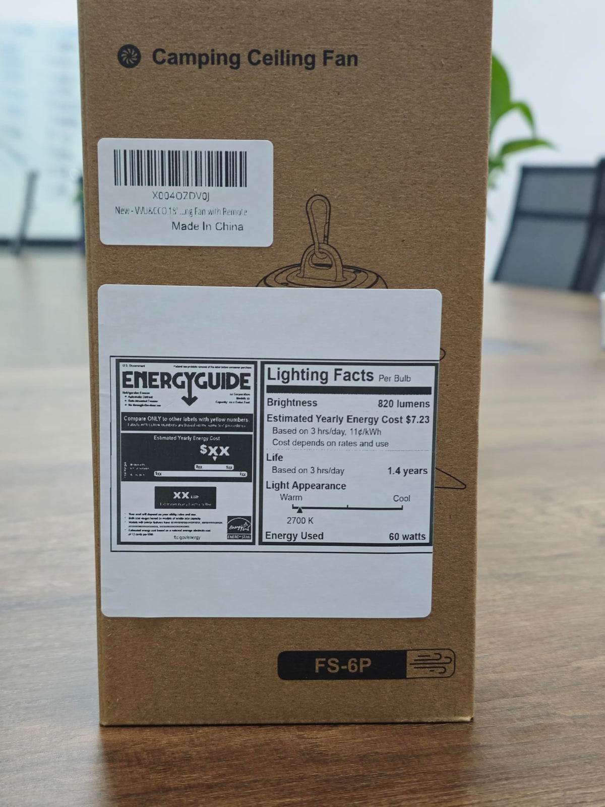 Portable Ceiling Fan with Light V5467