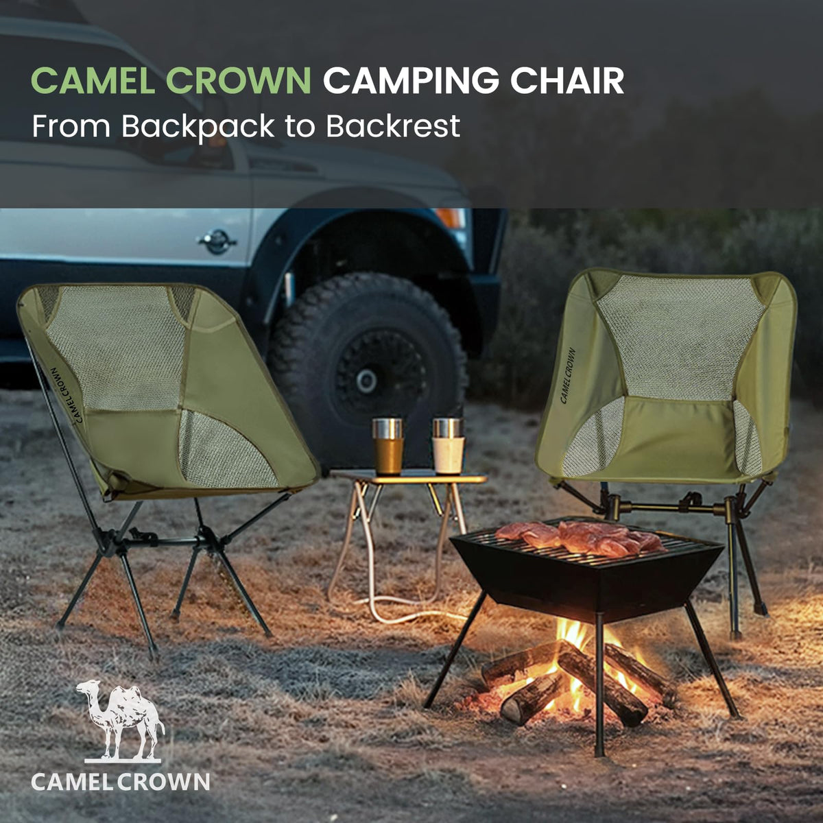 Portable Lightweight Compact Folding Mesh Camping Chair 2 Pack L978112